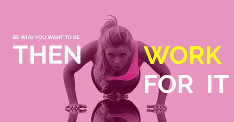 determined woman doing push-ups motivational fitness poster - Download Free Stock Templates Pikwizard.com