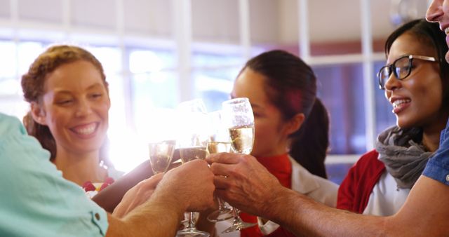 Diverse Group of Friends Celebrating with Champagne Toast - Download Free Stock Images Pikwizard.com