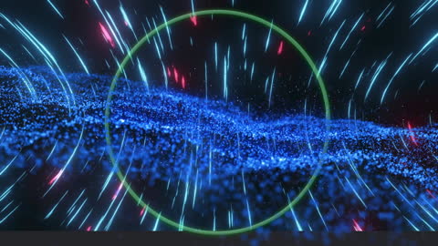 Futuristic Scope Analyzing Digital Waves and Blue Light Trails