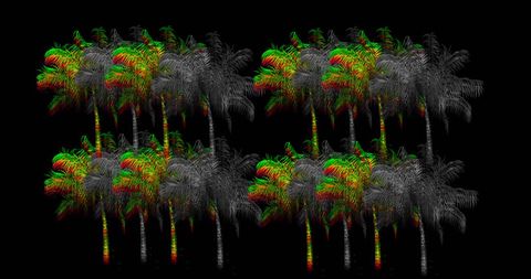 Surreal palm tree illustration with optical illusion effect