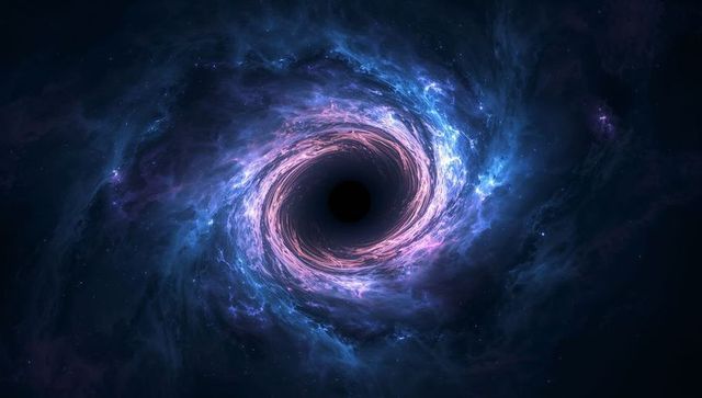 Black hole in deep space with glowing accretion disk