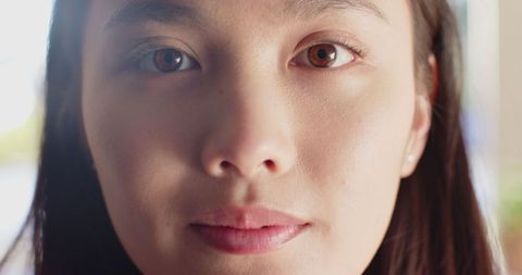 Asian Woman Gazing in Natural Light with Minimalist Soft Features