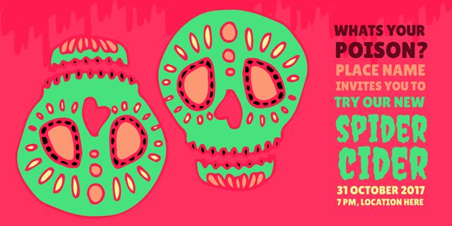 Vibrant Halloween Event Poster with Colorful Sugar Skulls and Bold Text - Download Free Stock Templates Pikwizard.com