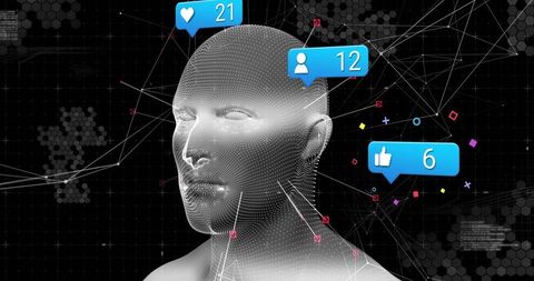 Digital Mesh Head Visualizing Social Engagement and Neural Network Connectivity