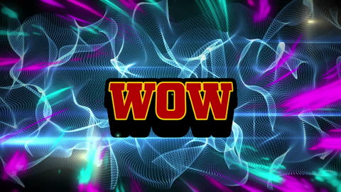 Vibrant Wow Text with Fluid Dynamic Background Animation