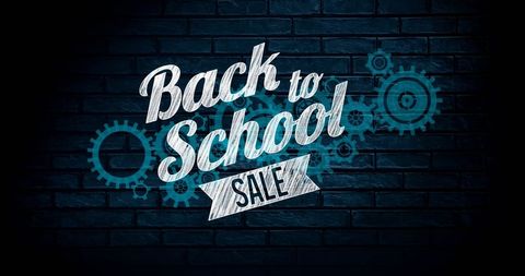 Back to school sale text chalkboard design with cogs