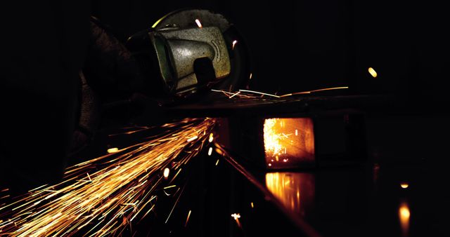 Close-up of Industrial Grinder Creating Bright Sparks - Download Free Stock Images Pikwizard.com