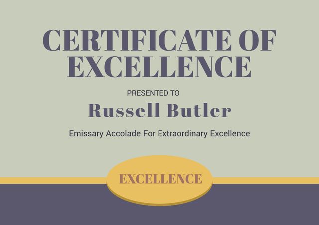 Elegant Certificate of Excellence for Outstanding Achievement - Download Free Stock Templates Pikwizard.com