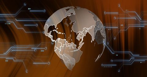 Abstract Globe with Digital Circuit Patterns and Data Connectivity - Download Free Stock Images Pikwizard.com