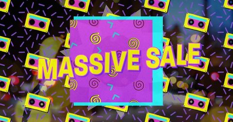 Massive Sale Banner Retro 80s Style