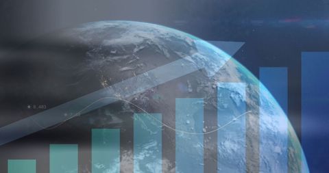 Global Financial Data Metrics with Rising Arrow over Earth - Download Free Stock Images Pikwizard.com