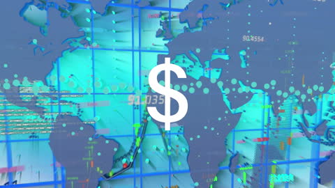 Global Financial Network with Dollar Symbol Overlay