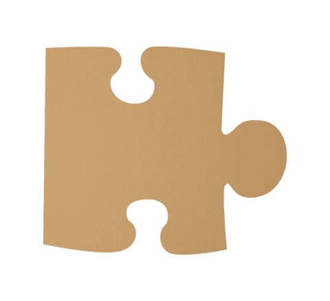 Brown puzzle element on transparent background isolated