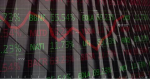 stock market data with office building reflection - Download Free Stock Images Pikwizard.com