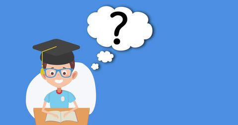 Graduated Boy Icon Thinking With Question Mark Blue Background - Download Free Stock Images Pikwizard.com