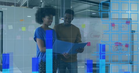 Diverse Professionals Analyzing Financial Data Charts in Modern Office