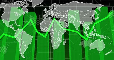 Financial data processing over world map