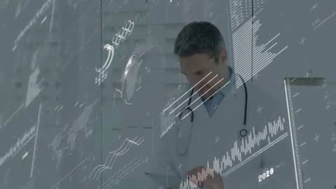 Doctor Using Tablet with Digital Healthcare Metrics