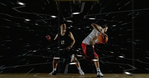 Dynamic basketball duo in high-intensity game play