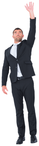 Transparent Businessman Reaching Upward Ambitiously