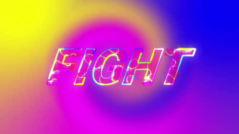 Vibrant Fight Text Animation with Neon Colors