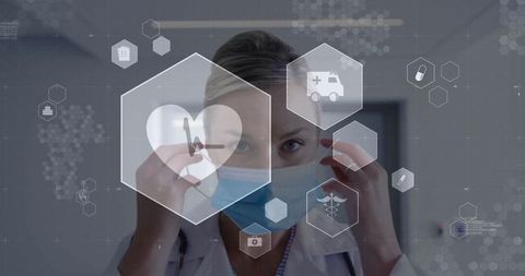 Female Doctor with Digital Medical Interface Holograms