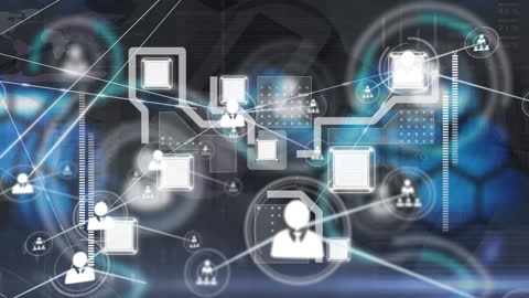 Digital Network Connections with Media Icons Overlay