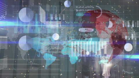 Businesswoman Analyzing Futuristic Financial Data Interface