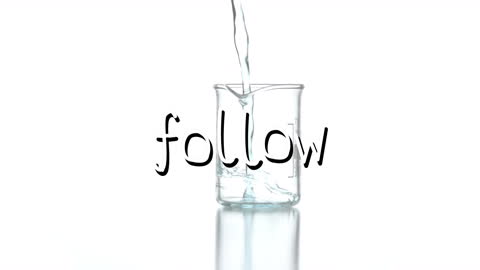 Liquid Pouring in Beaker Over Follow Text