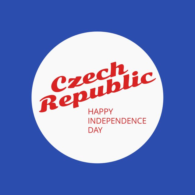 Illustration of czech republic happy independence day text in white circle against blue background - Download Free Stock Videos Pikwizard.com