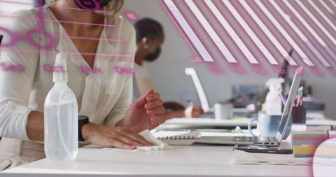 Global Business Concept and Health Safety in Modern Office