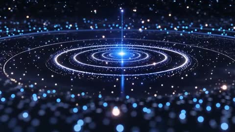 Futuristic Glowing Rings with Dynamic Orbiting Lights