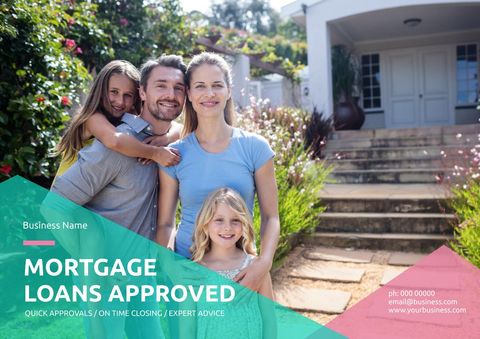 happy family standing in front of new home celebrating mortgage approval - Download Free Stock Templates Pikwizard.com