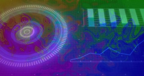 Futuristic data visualization with abstract neon interface