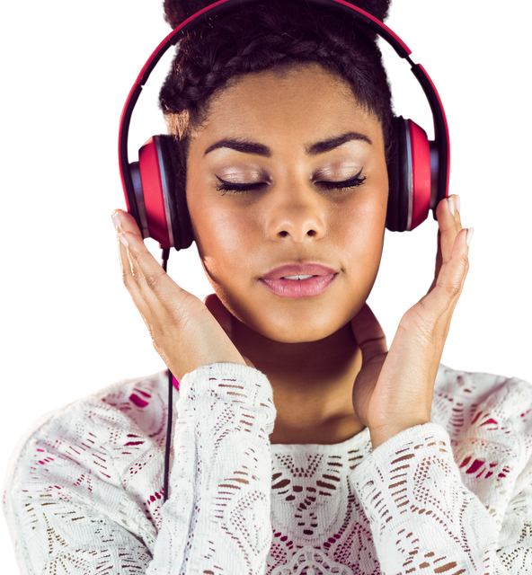 Transparent Background Relaxed Woman Enjoying Music with Headphones - Download Free Stock Videos Pikwizard.com