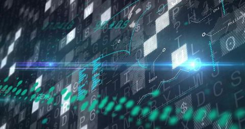 Futuristic Neon Data Wave Visualizing Global Financial Analytics and Network Dashboard