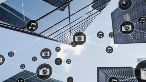 Digital Network Concept Over Modern Urban Skyline