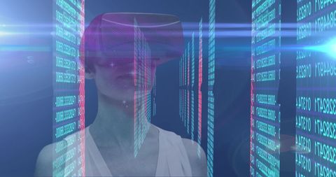 Woman Exploring Virtual Reality and Binary Code Technology - Download Free Stock Images Pikwizard.com