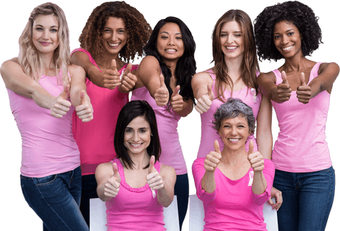 Joyful Women in Pink Show Support for Breast Cancer Awareness