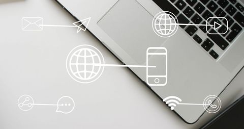 Digital Communication Icons on Laptop for Business Concept - Download Free Stock Images Pikwizard.com