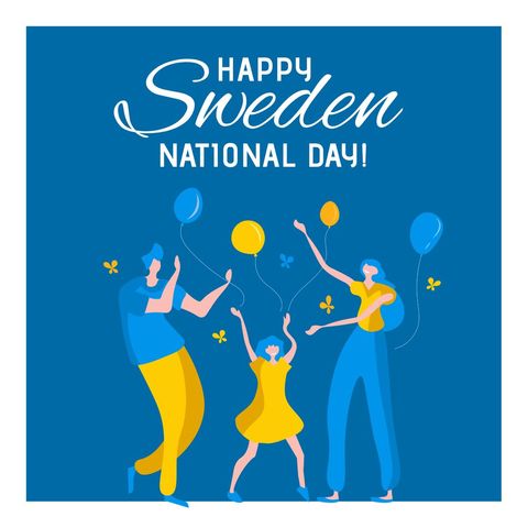 Sweden National Day Celebration with Family and Balloons - Download Free Stock Templates Pikwizard.com