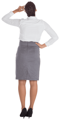 Businesswoman Scratching Head in Contemplation on Transparent Background