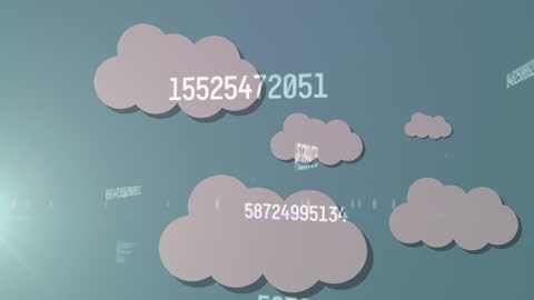 Digitized Cloud Icons with Streaming Data and Light Flare