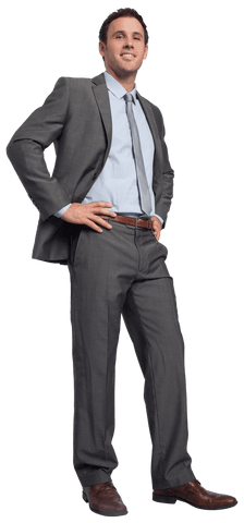 Confident Businessman Posing in Suit with Transparent Background