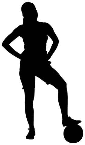 Female athlete silhouette with ball on transparent background