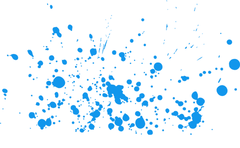 Vibrant blue splatters on transparent background for modern design