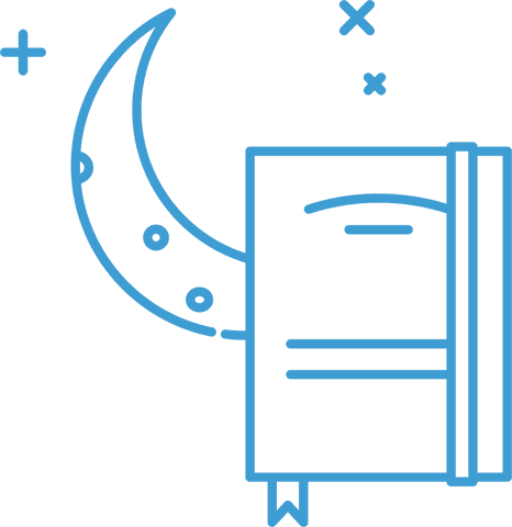 transparent blue book with moon and stars illustrating night reading - Download Free Stock Videos Pikwizard.com