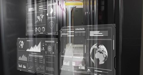 World Data Visualization Display in Modern Server Room Technology Center - Download Free Stock Images Pikwizard.com