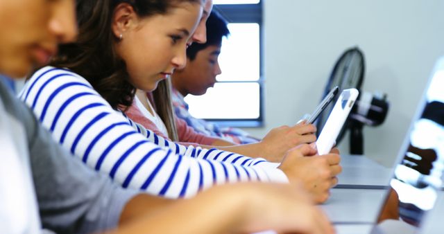 Students Working on Tablets in Classroom - Download Free Stock Images Pikwizard.com