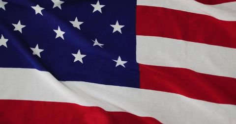 Close-up of american flag, rippling stars and stripes indicating patriotism